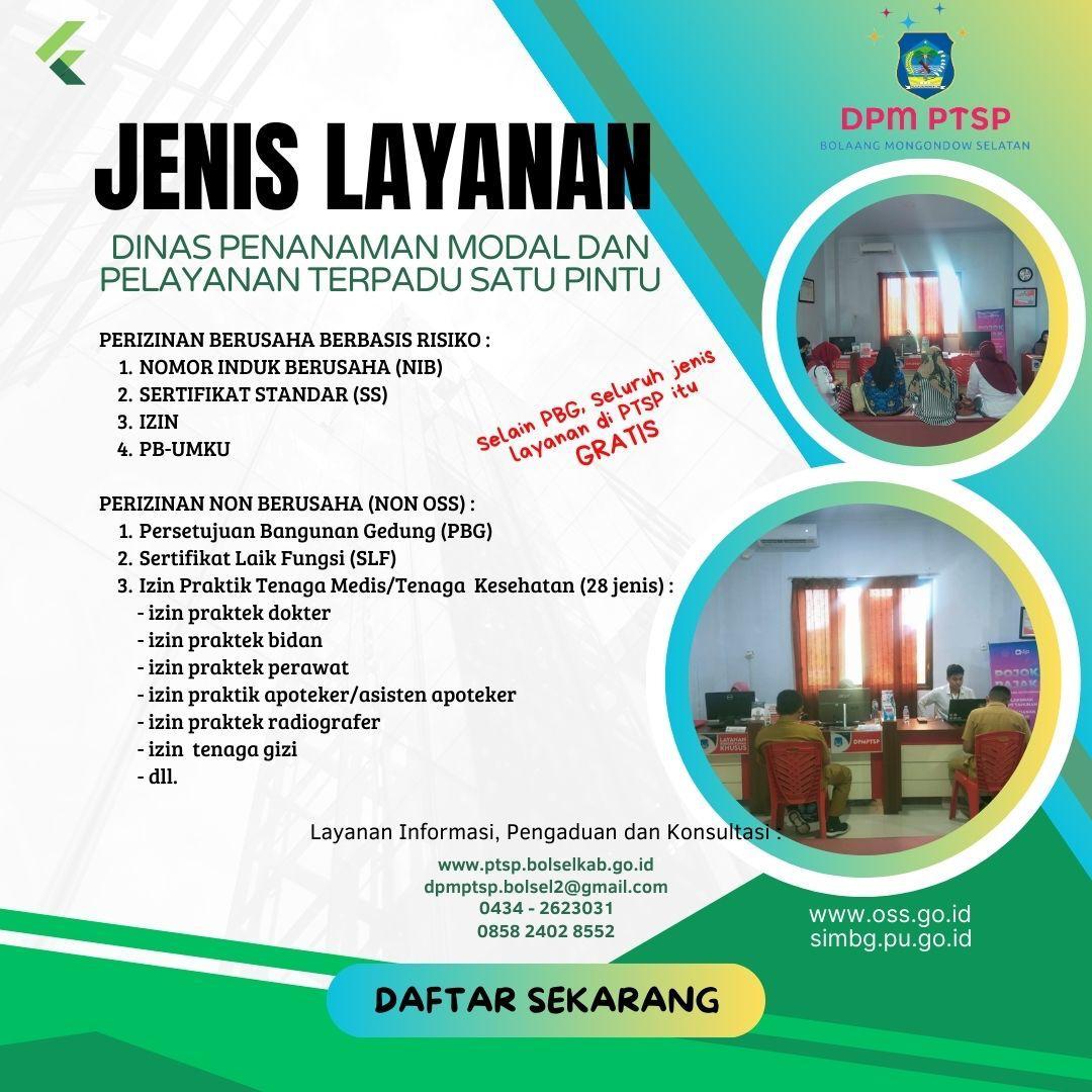 Jenis Layanan Dinas Penanaman Modal dan Pelayanan Terpadu Satu Pintu