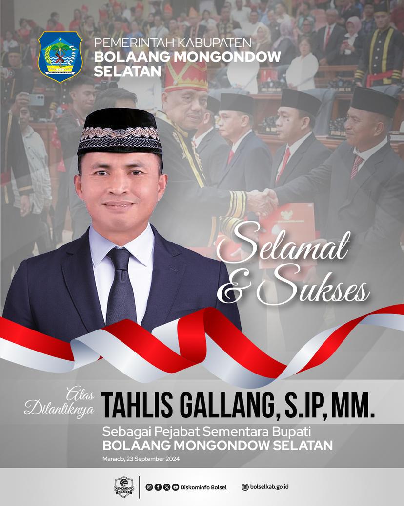 Selamat Atas Dilantiknya Pjs Bupati Bolaang Mongondow Selatan