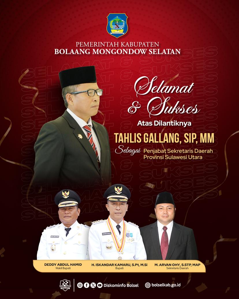 Selamat Atas Dilantiknya Pj. Sekretaris Provinsi Sulawesi Utara
